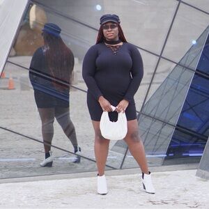 Black Long Sleeve Mini Dress